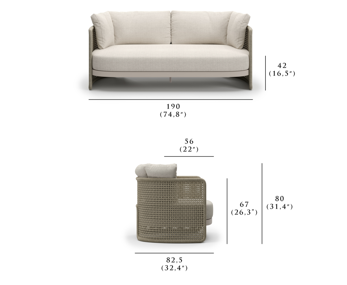 MIURA-bisque İKİLİ KANEPE