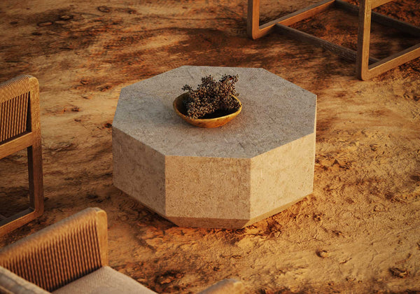 Gemma M Concrete Travertıne Sehpa